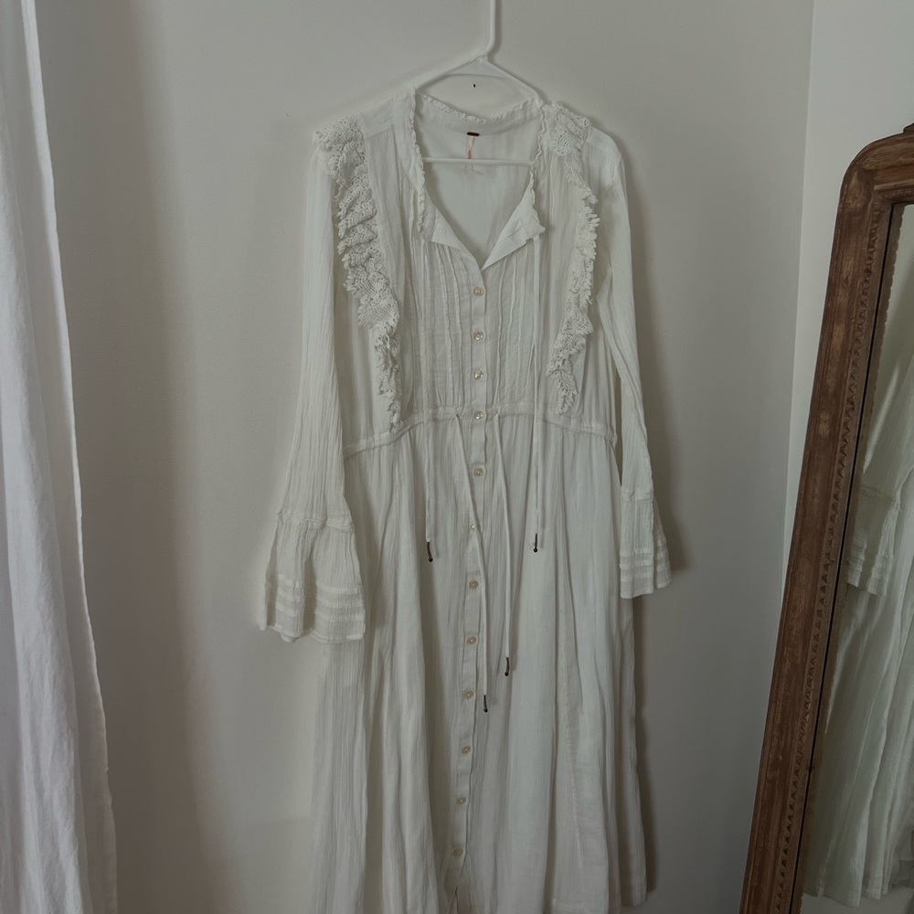 Free People Ivory Button-Down Dress